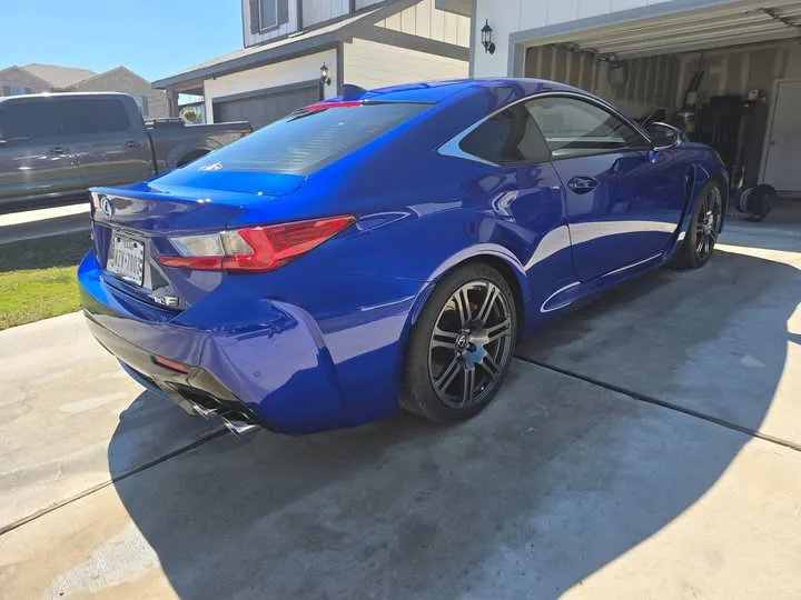 Glossy blue Lexus RC coupe after a full exterior detail